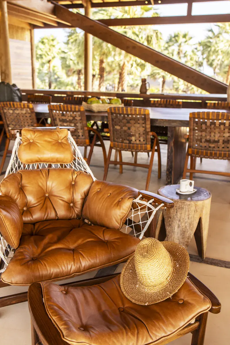 Poltrona de couro vintage no estar