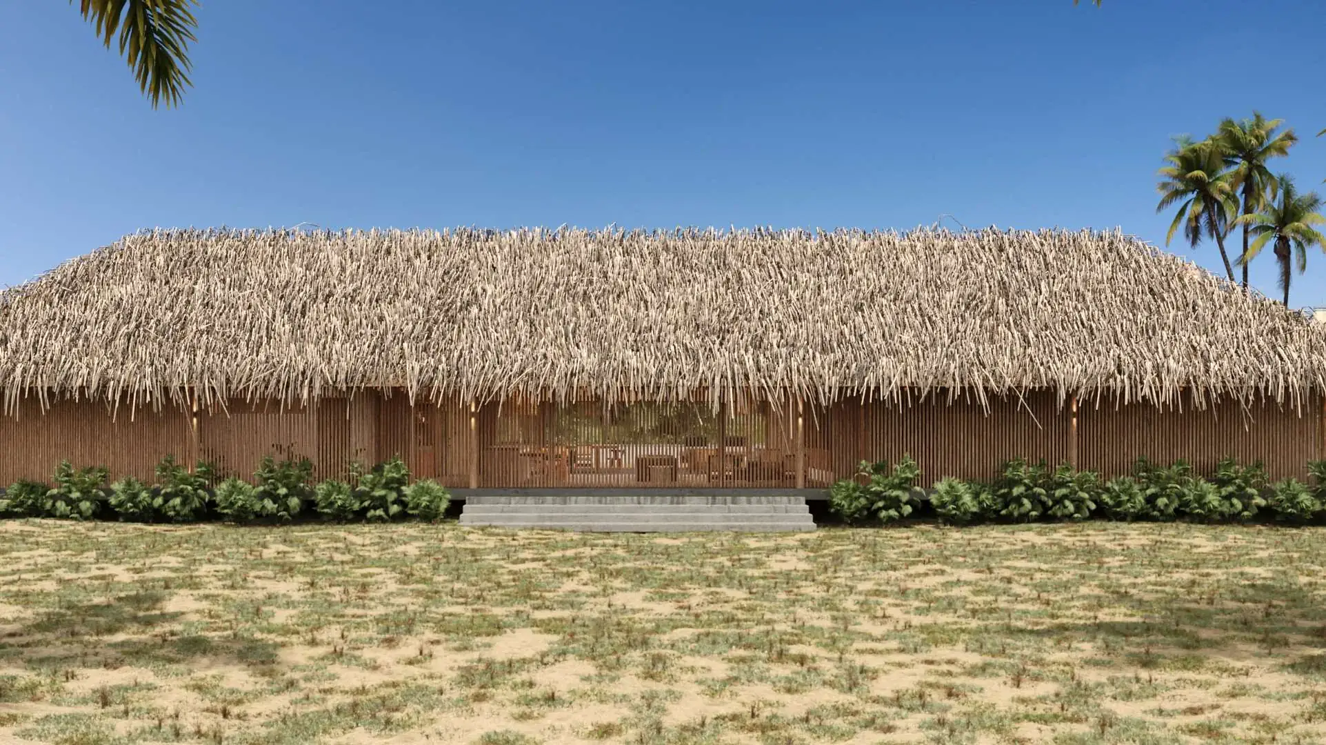 Casa JM — pavilhão com cobertura de palha