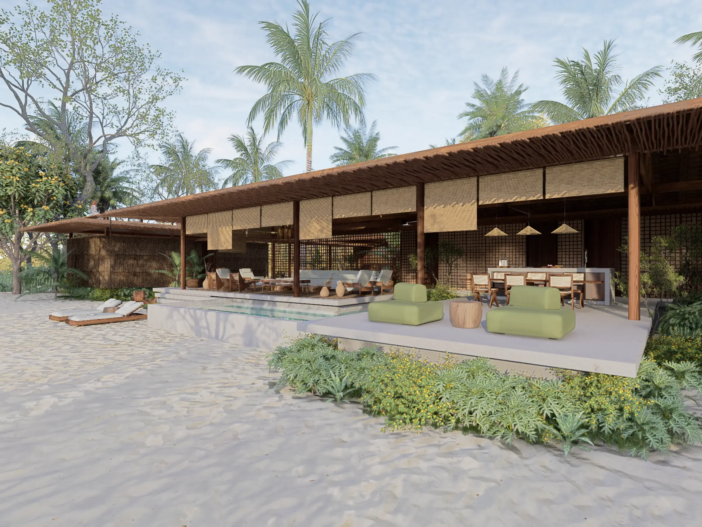 Piscina no entardecer